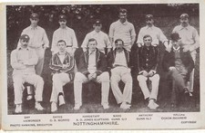 Nottinghamshire Cricket Team (All Named) - Likely 1905 - 06. Sport postcard