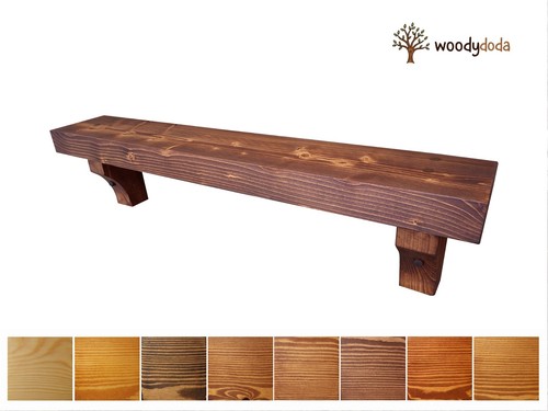Rustic pine mantle shelf - mantle,