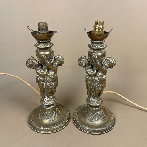 Brass heavy lamps cherubs pair - cherubs,