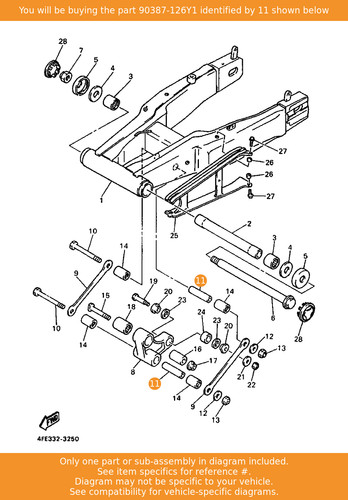 Yamaha collar 90387 126y1 oem - collar,, 90387-126y1
