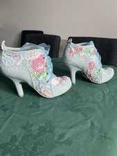 BNIB “Abigail’s Party” Blue Denim & Lace Boots By Irregular Choice Sz 42 (UK 8)