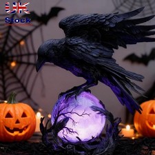 Glowing Orb Gothic Raven Lamp