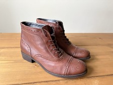 Aldo Womens Heel Brown Leather Brogue Lace Up Ankle Boots Size UK 7 EU 40