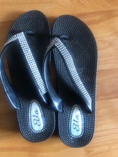 Ella Sandals Stylish In Black Silver Trim Uk Size 6 Euro 40- Chic & Comfortable!