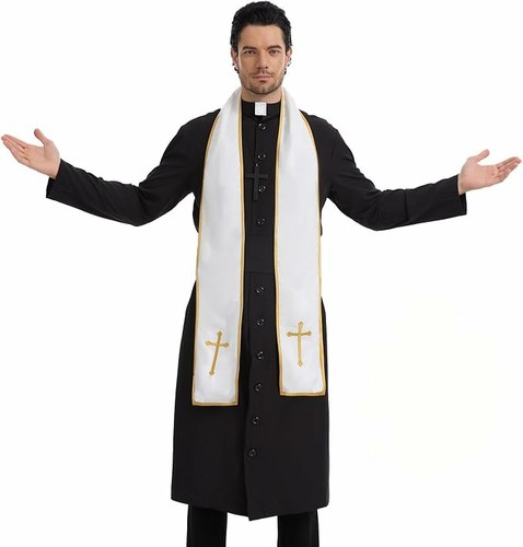 Men priest costume halloween - men's,