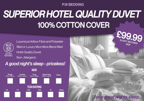 100 cotton duvets genuine - %,
