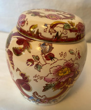 Vintage Mason's Ironstone Mandalay Red Ginger Jar with Lid, Made in England 11cm