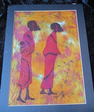 Vintage matted hand painted - hand,