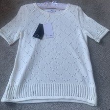 Women’s Knitted Top By Peter Hahn In Blue And Silver Thread, Size EU 50