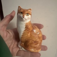 Handsome Babbacombe Pottery Ginger White Cat Figurine vintage handmade