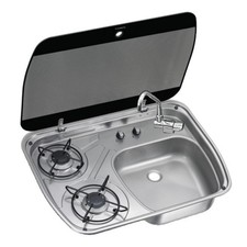 2-burner hob w/tinted glass