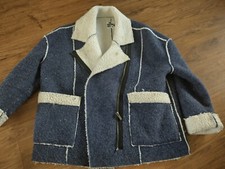 The Rockn Rev Blue Cream Woollen Felt Long Sleeve Coat Jacket Size 8