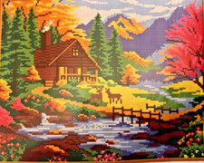 Autumn lodge stamped cross - lodge,