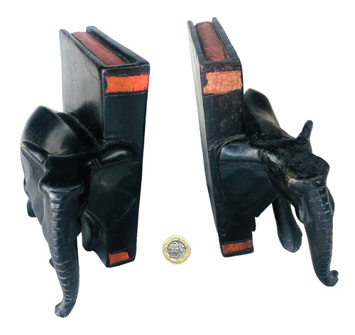 Bookends elephant wood - bookends, wooden
