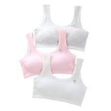3 PACK GIRLS FIRST BRA WITH PADDED COMFORT COTTON CROP TOPS SPORTS KIDS