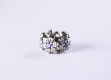 Pandora Sterling Silver Purple & Clear CZ Forget Me Not Spacer Charm 791834ACZ