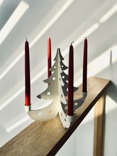 Laura Ashley Folk Minimalist Christmas Tree Cutout Candelabra Candle Holder 12"