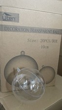 12× Clear Plastic Balls Christmas Baubles Sphere Fillable Xmas Tree Ornament UK