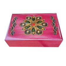 WOODEN JEWELLERY BOX, SMALL