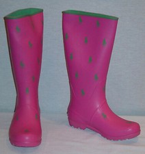 RALPH LAUREN POLO LADIES PINK WITH  GREEN HORSES RUBBER BOOTS NEW IN BOX
