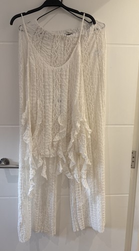 Zara white floral lace ruffle - white,