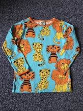 Smafolk Scandi Organic Long Sleeve Top Leopard Tiger Lion Blue Yellow 2 3 Years