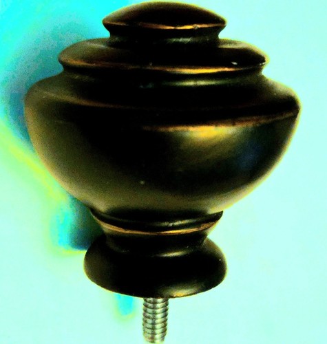 Vintage black wood finial - wood,