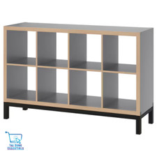 NEW IKEA KALLAX Shelving unit with underframe grey wood effect/black 147x94 cm