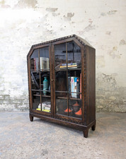 Antique Art Deco 1930s Oak Bookcase Display Cabinet Shelf Vintage DELIVERY
