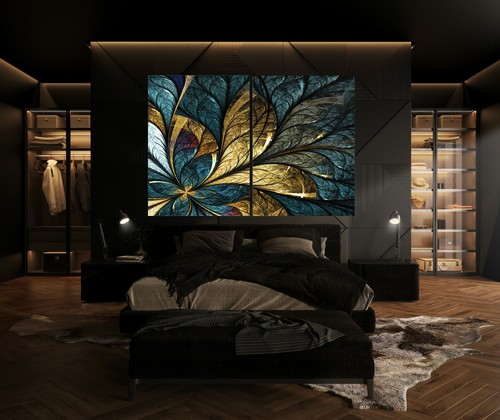 Leaf gold abstract - leaf, canvas