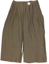 M&S Women's Trousers Light Beige Pleated Palazzo Long Elastic Waist New F1