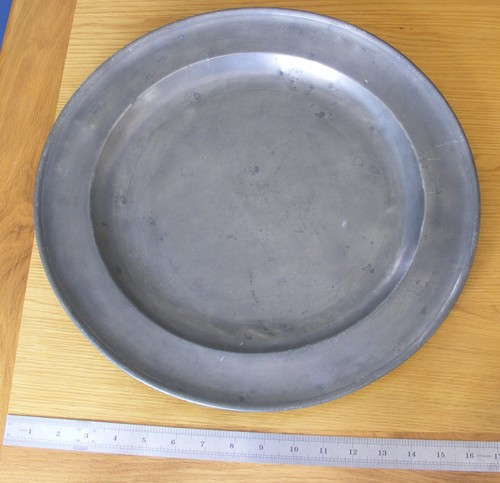 Large antique pewter plate - large,