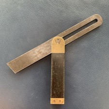 Vintage Ebony & Brass 9" Sliding Bevel Carpenter Joiner Cabinet Makers Tool