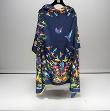 Ladies Bright  Silk Neck Scarf Arty Humming  Bird Design Print Long Large Scarf