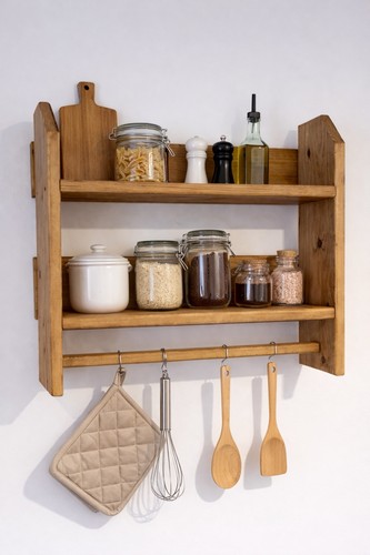 Handmade wooden wall shelf - wooden,
