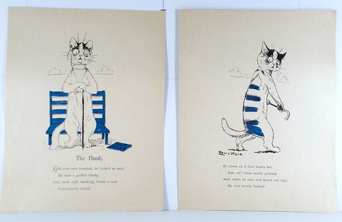Pair old antique louis wain - of,