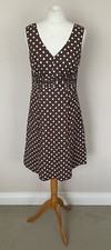 Boden Brown White Polka Dot Spot Sleeveless Fit & Flare Riviera Dress Size 10R