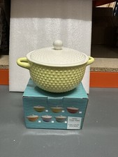 Soup Bowl With Lid Fine China Yellow & White Colour Spotty Design