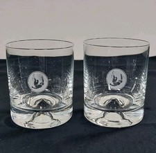 Rocks Glass x2 Heavy Base Old Fashioned Whiskey Whisky Etched Design 300ml