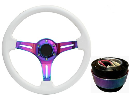 White neo chrome steering - white,