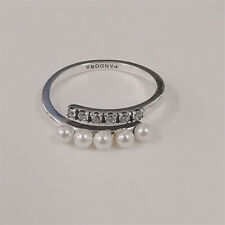Pearls & Pavé Open Ring Pandora Treated Freshwater Cultured