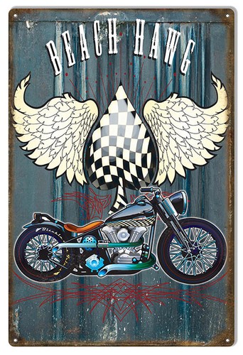 Vintage style metal sign beach - sign,