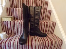Marks and Spencer Foot glove Wide Fit Full Length Black Leather Boots Size 5.5