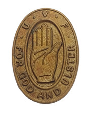 Ulster Volunteer Force (UVF) Cap Badge Brass 48x32mm No Lugs Vintage