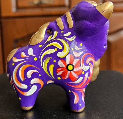 Purple floral painted ceramic - purple,