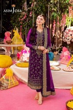 Asim Jofa Chiffon Embroidered Unstitched Shalwar Kameez 3pcs Suit