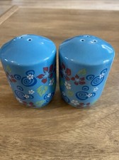 Disney Parks Salt And Pepper Shakers Pots Cruet Set Blue Floral
