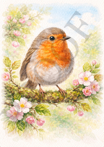Robin watercolour metal sign - metal,