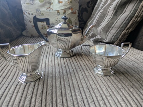 Silver plated tea set piece - plated,