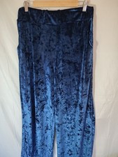 Trousers Womens Velour UK M  12 Wide Leg 29.5 L Palazzo Pants Electric Blue